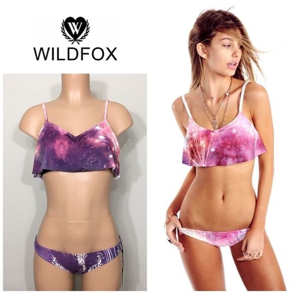 New. WILDFOX Fireworks Drape bikini. S-top/XS-bottoms - Picture 1 of 7